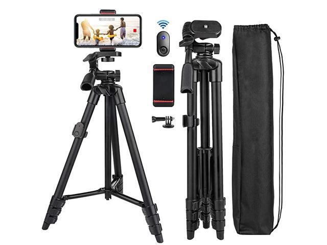 Phone Tripod 55inch Video Recording Tripod Stand with Bluetooth Remote 360 Panorama Pan Head Travel Portable Selfie Stick Extendable Tripod for