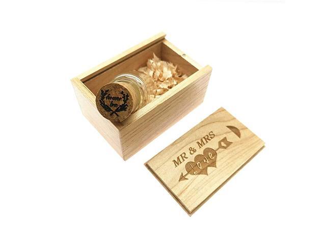 64GB Wood USB 30 Flash Drive with Laser Engraved Mr Mrs Design 64GB Wooden Heart Shape USB Memory Stick Thumb Drivers with Matching Box for Novelty