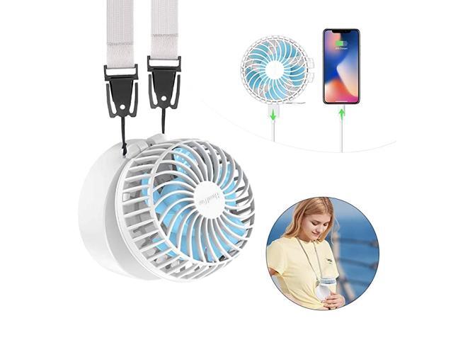 Personal Necklace Fan HandsFree Neck Fan with 2600mAh Power Bank and Makeup Mirror Rechargeable Portable Fans Battery Operated 180° Foldable3