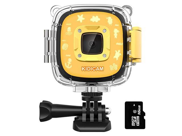 Kidicam 20 Kids Action Camera Waterproof Digital Camera for Boys Girls 1080P Sports Camera Camcorder with 16GB Memory Card Yellow