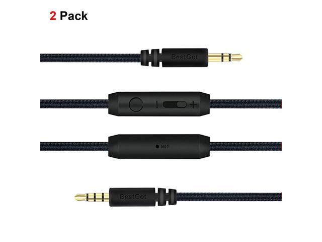 Audio Cable 35mm Headphone aux Cord with Microphone inline Volume 43ft 13m for PS4 Controller HeadphonesHomeCar Stereos and More 2 Pack Black