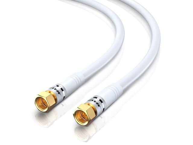 Coaxial Cable Straight to Straight 100 Feet White RG6 FPin Triple Shielded UL CL3 inWall Rated RG6 Digital AudioVideo Includes 2Way Splitter with