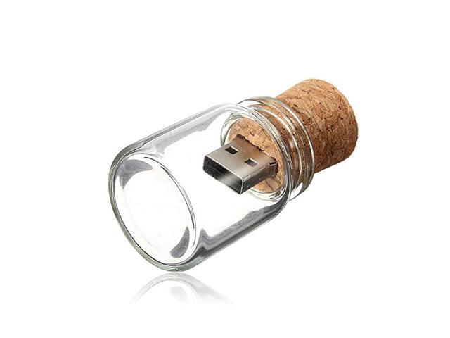 Thumb Drive 16GB Flash Drive Jar USB Stick Transparent Drift Bottle Pendrive Cute 16 GB Memory Sticks 20 Novelty Cork Jump Drive Glass Body Design