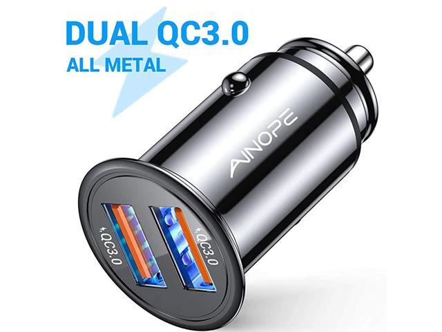 USB Car Charger Dual QC30 Port 36W6A All Metal Fast Car Charger Adapter Mini Cigarette Lighter Usb Charger Quick Charge Compatible with iPhone 11
