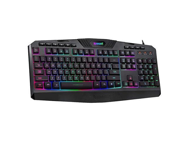K503 PC Gaming Keyboard RGB LED Backlit Wired Multimedia Keys Silent USB Keyboard with Wrist Rest for Windows PC Games Black