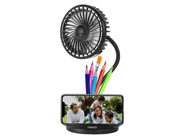 Desk Fan Lamp Combo 2600mAh Rechargeable Battery Powered USB Personal Fan 3 Speeds 3 Light Brightness Flexible Gooseneck Small LED Lamp Table Fan