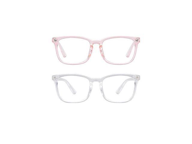 Unisex Blue Light Blocking Glasses Blue Filter Computer Glasses Anti Eye Eyestrain Gaming Glasses for Women Man PinkWhite