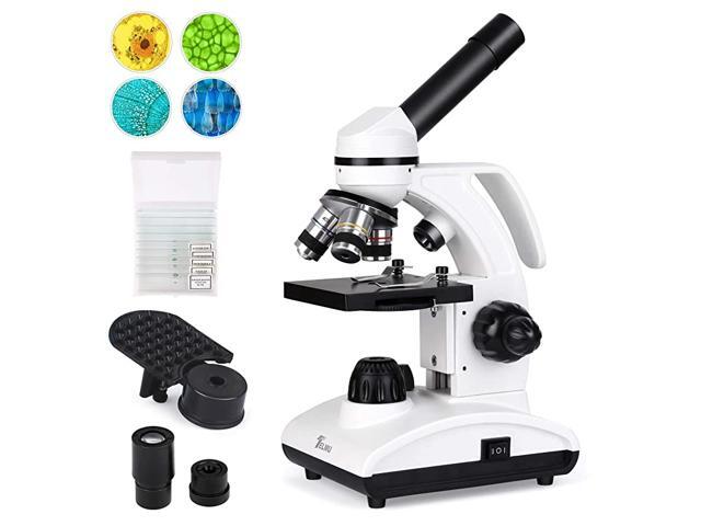 Microscope 40X1000X Dual Cordless LED Illumination Lab Compound Monocular Microscopes with Optical Glass Lenses 10 Slides