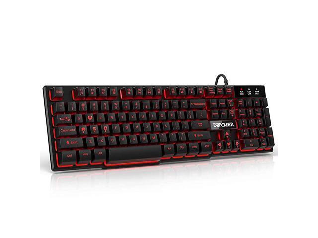 Gaming Keyboard with 3 Colors Breathing LED BacklitQuiet Ergonomic WaterResistant Mechanical Feeling Keyboard for PC Laptop Computer Game and