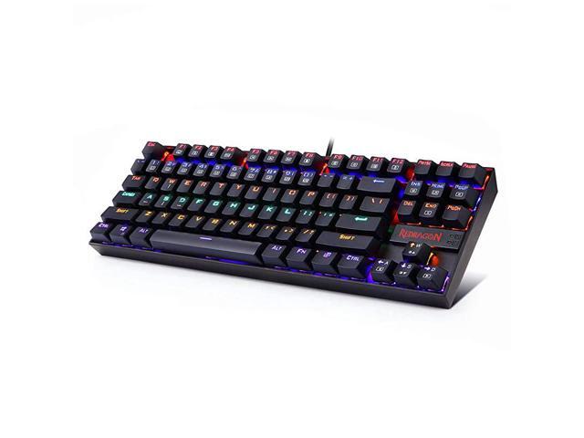 K552 Mechanical Gaming Keyboard RGB LED Rainbow Backlit Wired Keyboard with Red Switches for Windows Gaming PC 87 Keys Black