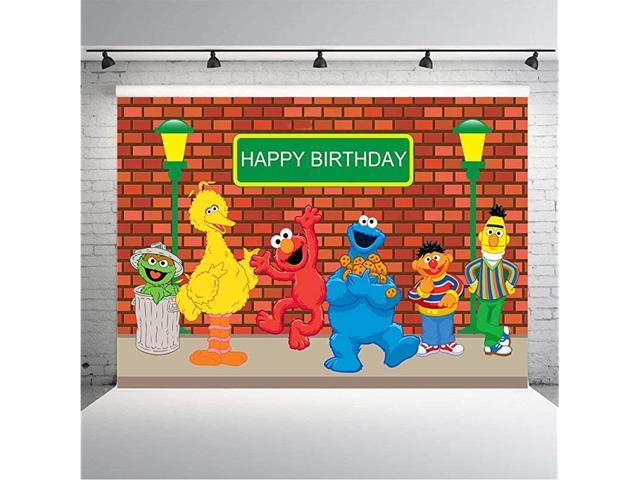 Sesame Street Brick Wall Photography Backdrops Boy Girl Birthday Party Theme Photo Booth Background Baby Shower Banner Decoration Supplies Vinyl 7x5FT