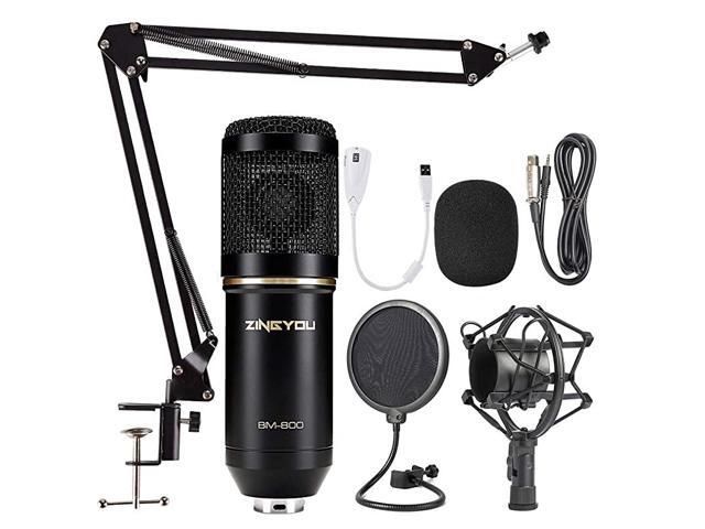 Condenser Microphone Bundle BM800 Mic Set for Studio Recording Brocasting Microphone Kit Black