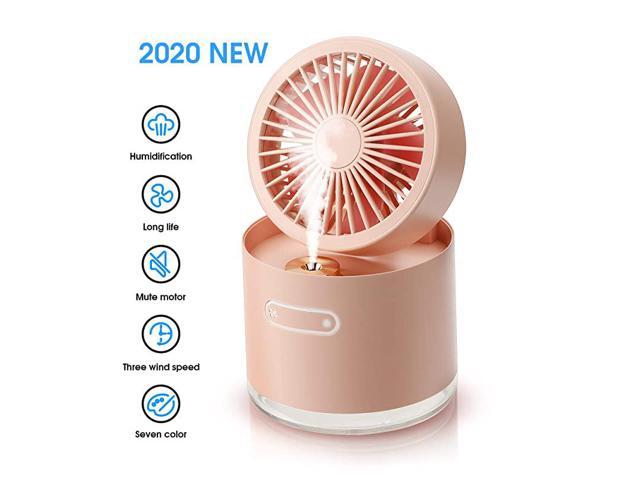 2020 Upgraded Desktop Air Cooler Fan Portable Air Humidifier for IndoorOffice USB Rechargeable 3 Speed with 2000mAh Battery and 300mL Water Tankpink