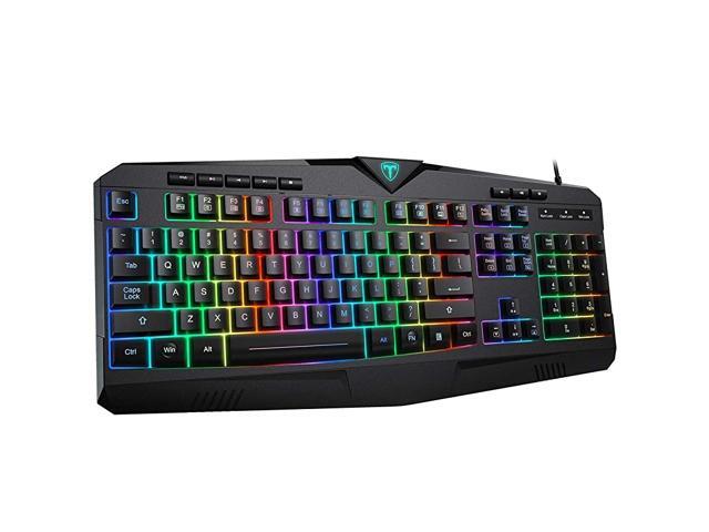 RGB Gaming Keyboard USB Wired Keyboard Crater Architecture Backlit Computer Keyboard with 8 Independent Multimedia Keys 25 Keys Antighosting
