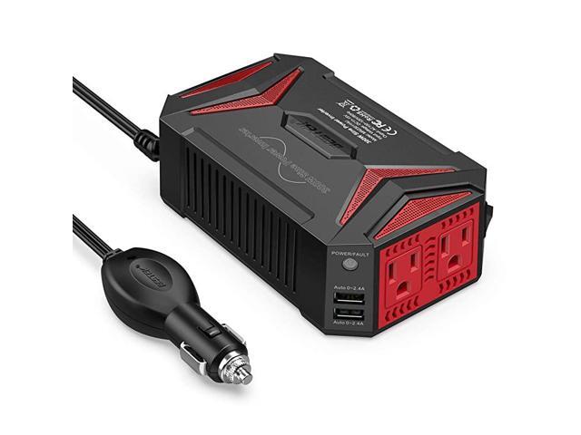 300Watt Pure Sine Wave Power Inverter Car Adapter DC 12V to AC 110V with 42A Dual Smart USB Ports