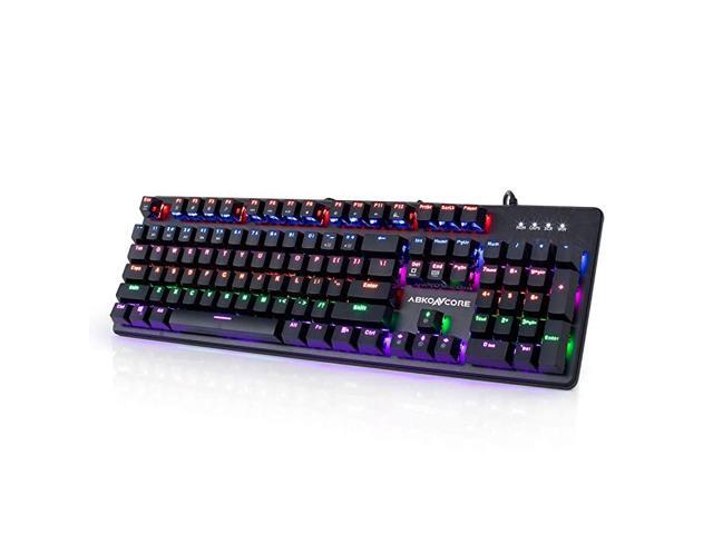 100 Mechanical Hot Swappable Gaming Keyboard K595 Full Key Rollover Wired USB Rainbow LED Backlit 104 Keys SplashProof GTMX Blue Switches for