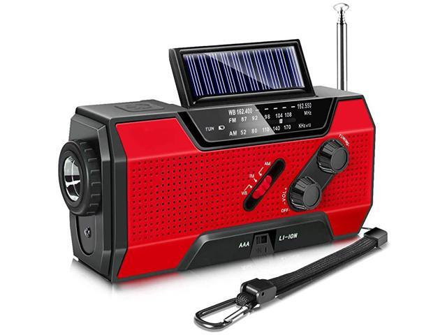 Radio Solar Hand Crank AMFMNOAA Weather Radio for Household and Outdoor with LED Flashlight Reading Lamp 2000mAh Power Bank USB Charger and SOS