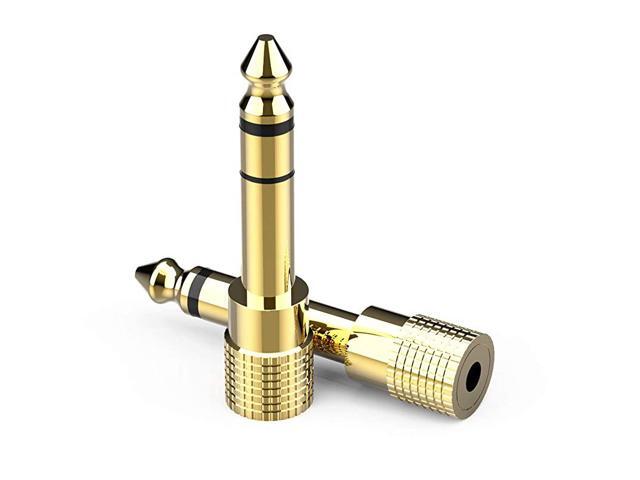 635mm 14 inch Male to 35mm 18 inch Female Stereo Audio Adapter Converter for Guitar Headphones Amp Gold Plated 2 Pack