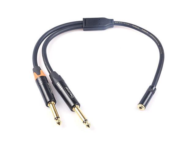 35mm to Dual 14 Y Splitter Cable 18 Female TRS to Dual 635mm TS Male Adapter Female Mini Jack Stereo to 2 Quarter inch Mono Converter 1 feet