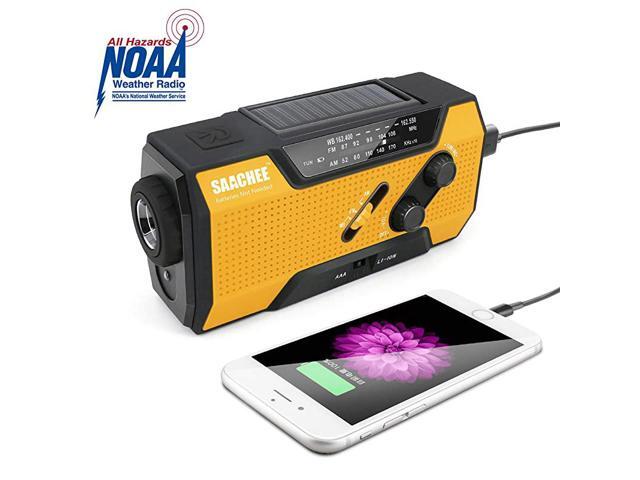 Solar Radio Hand Crank Portable Radio NOAA Weather Radio for Household and Outdoor Emergency with AMFM LED Flashlight Reading Lamp 2000mAh Power