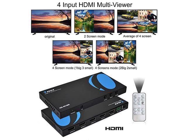 HDMI MultiViewer 4x1 Seamless HDMI Switch by 4 Ports IR Remote RS232 Control Supports up to 1080p Security Camera HDMI Switch 4 in 1 Out HD401MR