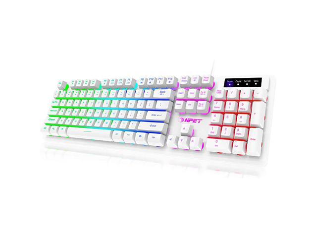K10 Gaming Keyboard USB Wired Floating Keyboard Quiet Ergonomic WaterResistant Mechanical Feeling Keyboard UltraSlim Rainbow LED Backlit Keyboard