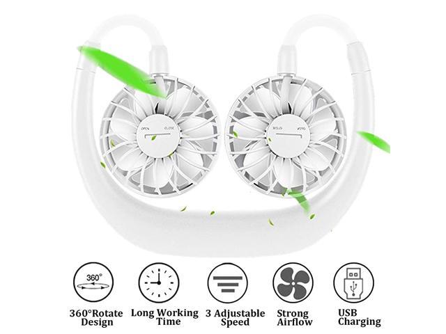 Neck Fan Personal Fans 2020 New 2000mah Rechargeable USB Hand Free Fans 360 Degrees Free Rotation 3 Speed Adjustable With Neck Pad for