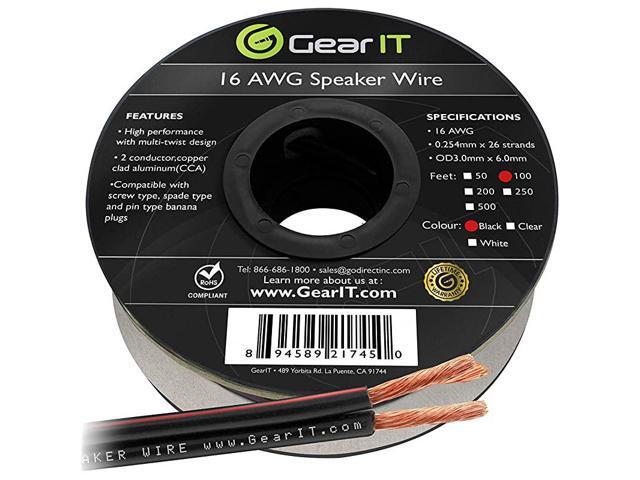 Pro 16 AWG Gauge Speaker Wire Cable 100Feet 3048 Meters Black