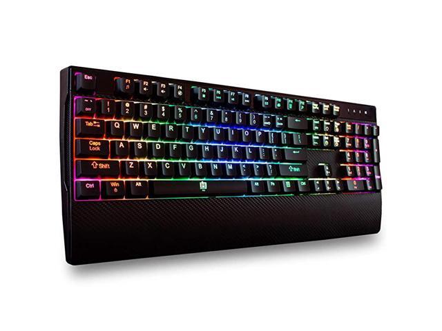 Mechanical Gaming Keyboard AntiGhosting Ergonomic Fixed Palm Rest Full Customizable RGB Backlit Carbon Fiber Design Outemu Blue Switch
