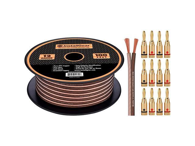 12 Gauge Speaker Wire 999 OxygenFree Copper with 12 Banana Plugs 100feet