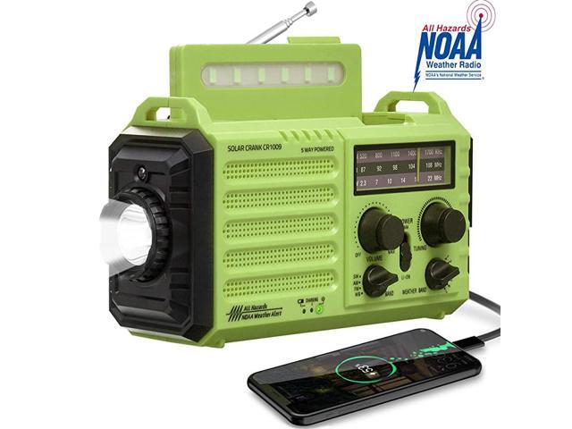 Radio NOAA Alert Emergency RadioSolarHand CrankAM FM Shortwave Portable Radio with Battery BackupSOS FlashlightReading Lamp2000mAh Rechargeable