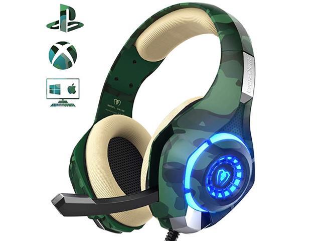 PS4 Gaming Headset with mic Xbox One Headset with Stereo Sound Noise Isolation Memory Foam LED Light for PC Laptop Tablet