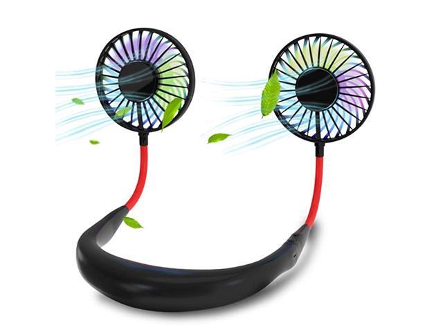 Hands Free Portable Neck Fan 2020 New LED Luminous Sports Hanging Neck Fan Portable Mini Neck Fan HandsFree Fan Earphone Design USB Fan Black
