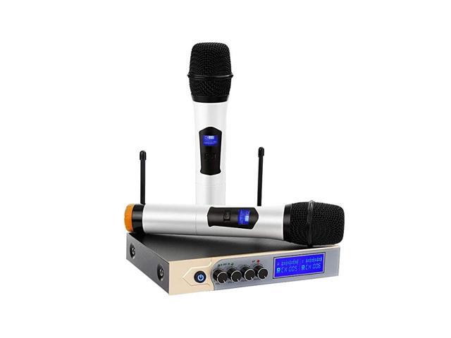 Bluetooth Wireless Microphone UHF Dual Channel Karaoke Microphone System with LCD Display Handheld Microphone with Karaoke Mixer for Home Party