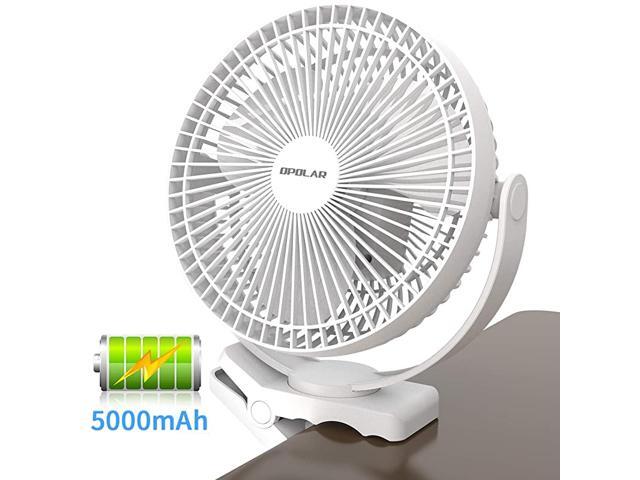 8Inch Desk Clip Fan with 5000mAh Battery Rechargeable USB Fan for Fast Air Circulation 4 Speeds 10W Fast Charging Portable for Golf Cart with Round