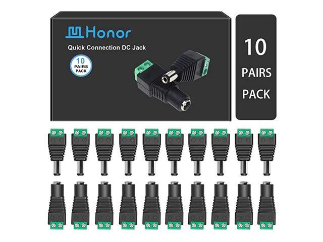 Upgraded DC Power Jack Plug Adapter Connector 10 Pairs 12V Male+Female 21 X 55MM DC Power Connector for CCTV CameraLed Strip