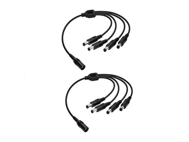 2 Pack DC Power 1 Female to 4 Male DC Power Supply Splitter Cable Cord Y Splitter Adapter Wire4 Way YCable for Security CCTV Cameras System