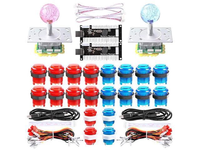 LED Arcade DIY Parts 2X Zero Delay USB Encoder + 2X 248 Way LED Joystick + 20x LED Illuminated Push Buttons for Mame Windows System Raspberry Pi