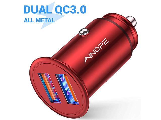 USB Car Charger Dual QC30 Port 36W6A All Metal Fast Car Charger Mini Cigarette Lighter USB Charger Quick Charge Compatible with iPhone 1111