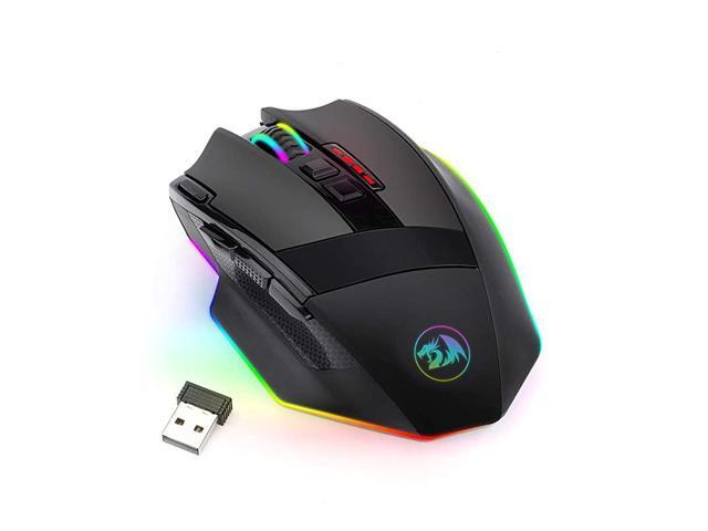M801 PC Gaming Mouse LED RGB Backlit MMO 9 Programmable Buttons Mouse with Macro Recording Side Buttons Rapid Fire Button for Windows Computer