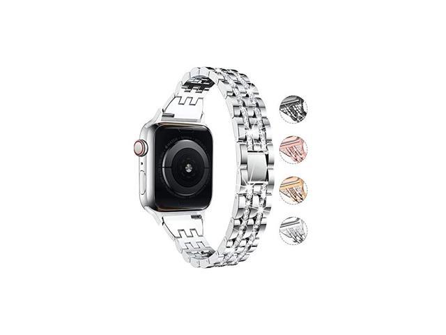 Compatible with Apple Watch Band 38mm 40mm 42mm 44mm for Women Rhinestone Metal Jewelry Wristband Strap Replacement for iWatch Bracelet SE Series