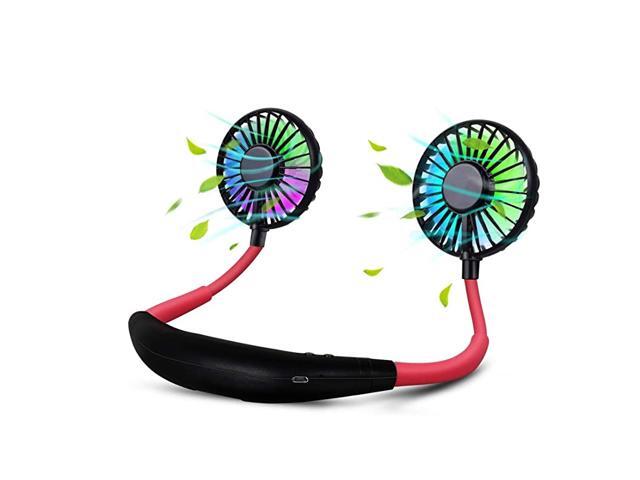 Upgraded Version Portable Neck Fan Color Changing LED with Aromatherapy 360° Free Rotationand Lower Noise Strong Airflow Headphone Design for Sport