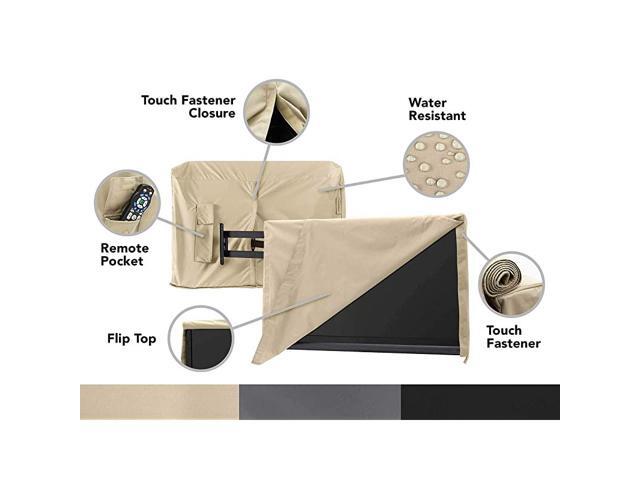 Outdoor Flip Top TV Cover Water Resistant Flip Top for Quick Viewing Outdoor TV Covers Khaki