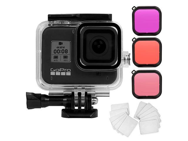 Waterproof Case for Gopro Hero 8 Black Kits with 60M196FT Waterproof Protective Housing Diving Case Accessories + 3 Pack Diving Filters+ 12 PCS