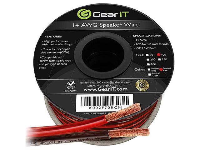 Pro Series 14AWG Speaker Wire 14 Gauge Speaker Wire Cable 100 Feet 30 Meters Great Use for Home Theater Speakers and Car Speakers Transparent BlackRed