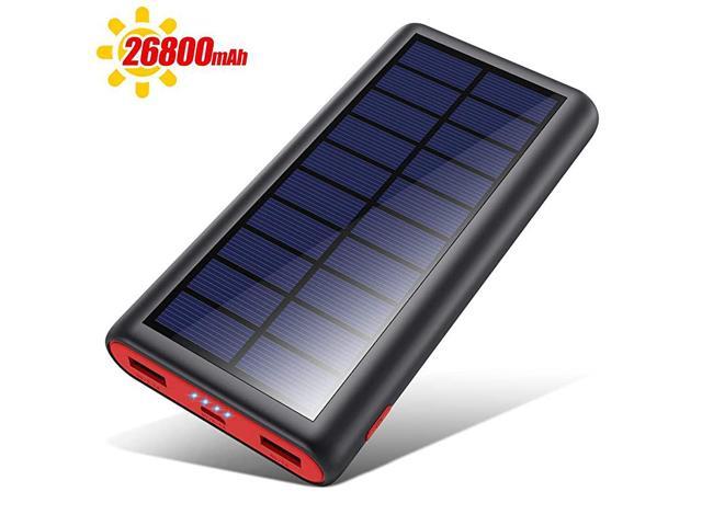 Solar Charger 26800mAh Outdoor Power BankCamping High Capacity External Backup Battery Pack with 4 LED LightsDual USB Ports Charging for Cellphones