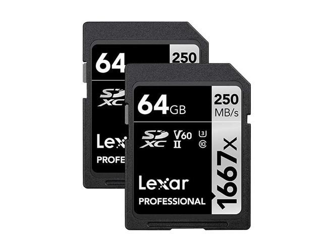 Professional 1667x 64GB 2Pack SDXC UHSII Card LSD64GCBNA16672 Black