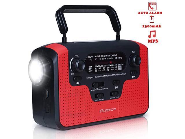 Real NOAA Alert Weather Radio with Alarm IS388 Solar Hand Crank Emergency AMFMSWWB Radio TF Card Speaker LED Flashlight Reading Camping Lamp