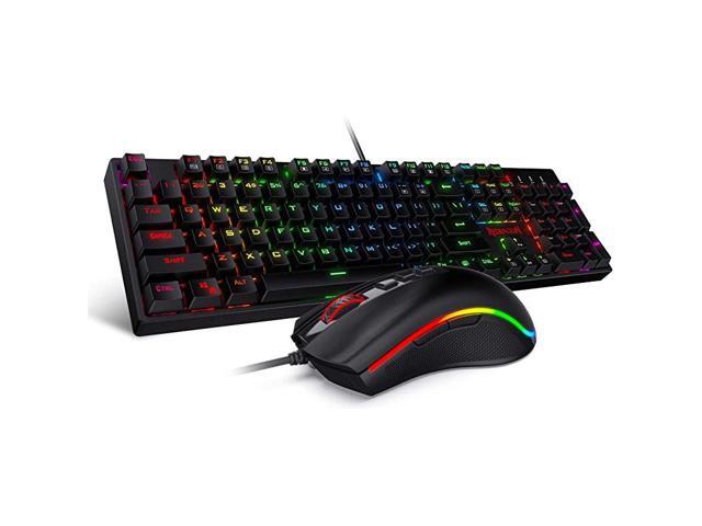 K582BA Wired Mechanical Gaming Keyboard M711 Cobra Gaming Mouse Combo 10000DPI 7 Programmable Buttons RGB LED Backlit Keyboard Mouse Set for PC