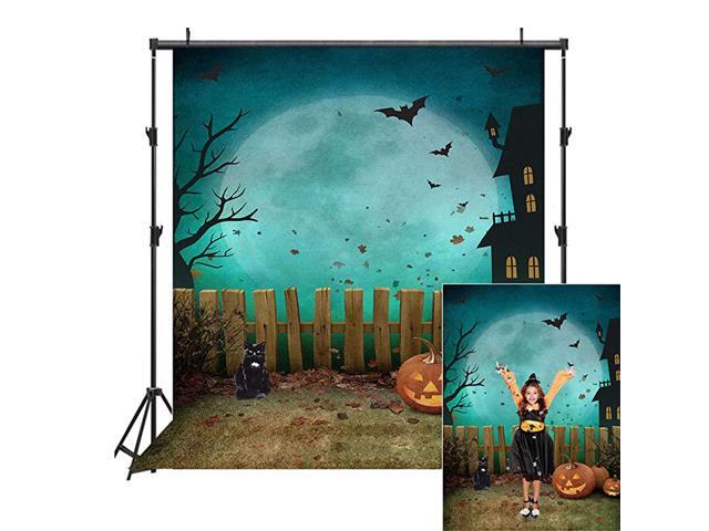 5x7ft Halloween Backdrop Pumpkin Halloween Backdrops for Photography Moon Bat Fence Halloween Backdrops for Parties Children Kids Halloween Party